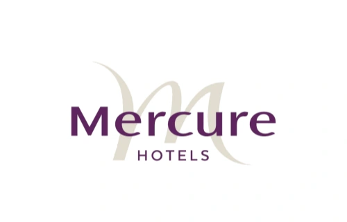 Logo of prestigious hotel brand Mercure, showcasing our extensive partnership with leaders in the hospitality industry.